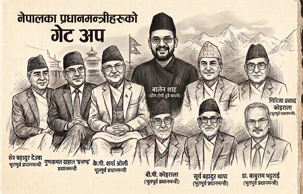 ‘फेसनेबल’ प्रधानमन्त्रीहरूको ‘गेटअप’ले  बोल्छ: नेपालको अर्थ-राजनीतिक परिवर्तनको इतिहास
